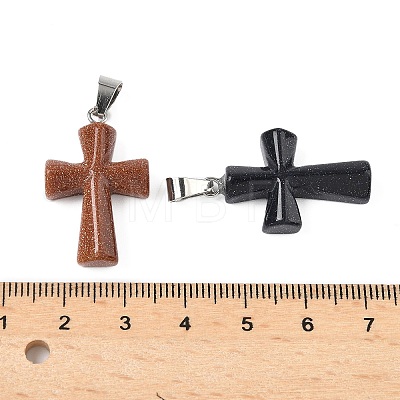 Natural & Synthetic Mixed Stone Cross Pendants G-M454-02-1
