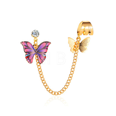 Butterfly Alloy Enamel Chains Tassel Stud Earrings WG03E93-12-1