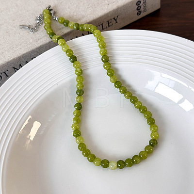 Dyed Round Natural Agate Beaded Necklaces NJEW-H012-51A-1