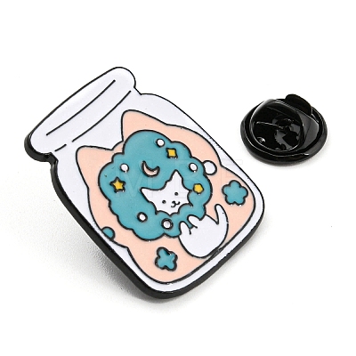 Cat in Wishing Bottle Enamel Pins JEWB-Q032-01D-1