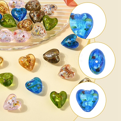 24Pcs 6 Colors Handmade Lampwork Silver Foil Glass Beads FOIL-FS0001-01-1