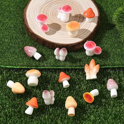 40Pcs 8 Styles Mushroom Themes Resin Display Decorations DJEW-YW0010-11-1