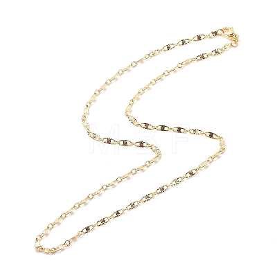 Brass Oval Link Chains Necklace for Women X-NJEW-P265-25G-1