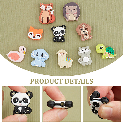 10Pcs 10 Style Silicone Beads SIL-CA0001-27-1
