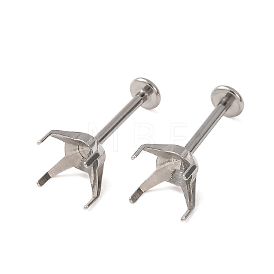304 Stainless Steel Prong Earring Settings SA-CBA8B85-11E-03-1