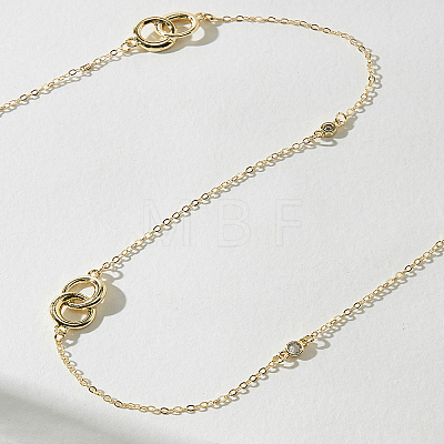 Simple Iron Double Ring Cable Chain Long Necklaces for Women WE4391-1