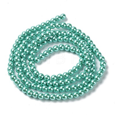1450Pcs 10 Strands Baking Painted Pearlized Glass Pearl Round Bead Strands  HY-SZ0001-04-1