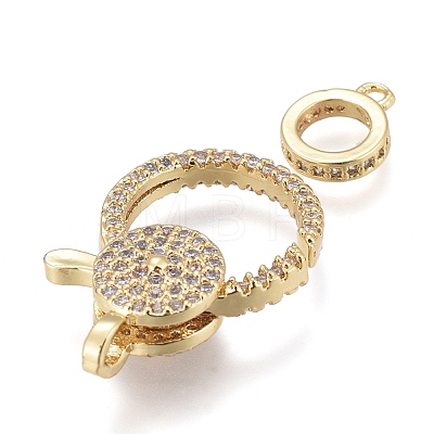 Brass Micro Pave Cubic Zirconia Lobster Claw Clasps ZIRC-M108-09A-G-1