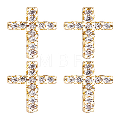 2 Pairs Brass Micro Pave Clear Cubic Zirconia Stud Earrings for Women EJEW-LP0001-57G-1