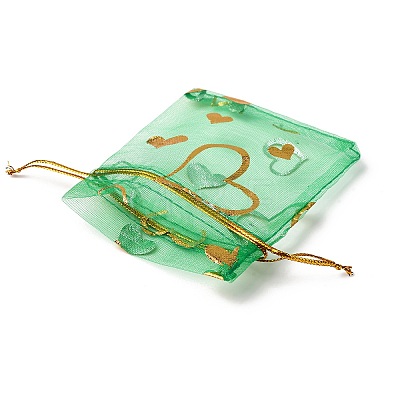 Heart Printed Organza Bags OP-R022-7x9-13-1