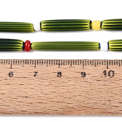 Handmade Millefiori Glass Lampwork Strip Beads Strands LA-N047-01F-1