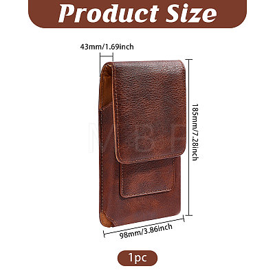 Rectangle Cowhide Mobile Phone Waist Belt Pouches AJEW-WH0596-953B-1