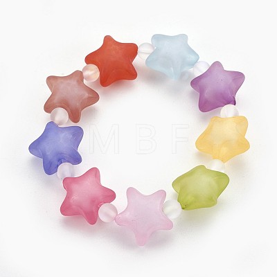 Frosted Acrylic Beads Kids Stretch Bracelets BJEW-JB03895-1