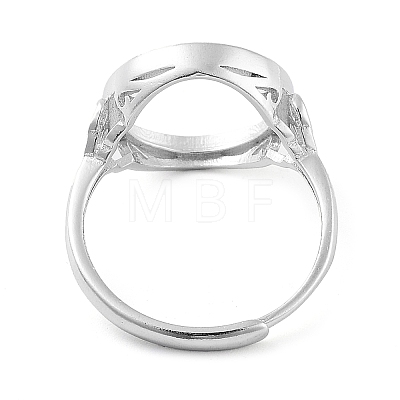 Flat Round Adjustable 925 Sterling Silver Ring Components STER-G042-07P-1