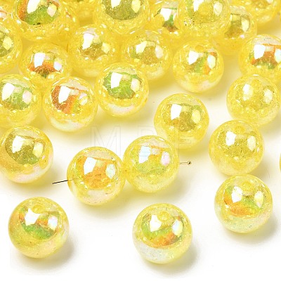 AB Color Transparent Crackle Round Acrylic Beads CACR-S006-07-1
