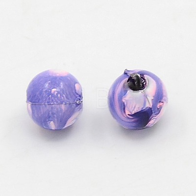 Spray Painted Plastic Acrylic Round Beads MACR-L001-05-1