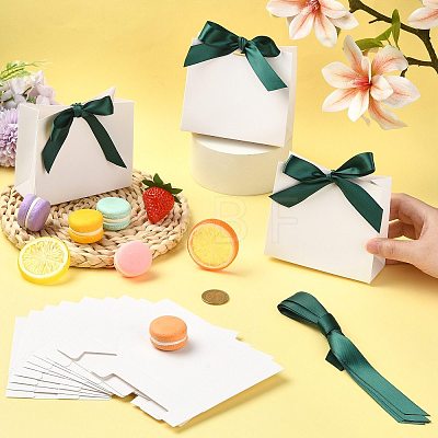 White Cardboard Paper Wedding Candy Boxes with Ribbon CON-FZC0002-002B-1