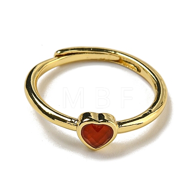 Heart Natural Carnelian Adjustable Rings RJEW-Q818-02G-01-1