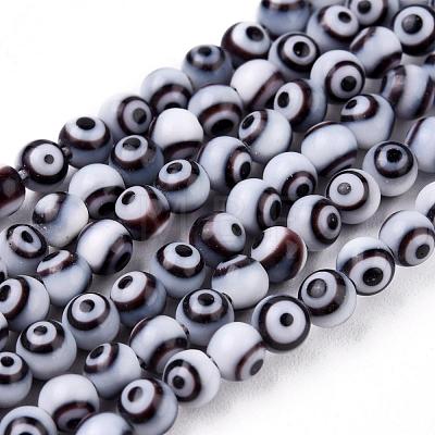 Handmade Evil Eye Lampwork Round Bead Strands LAMP-L055-4mm-09-1