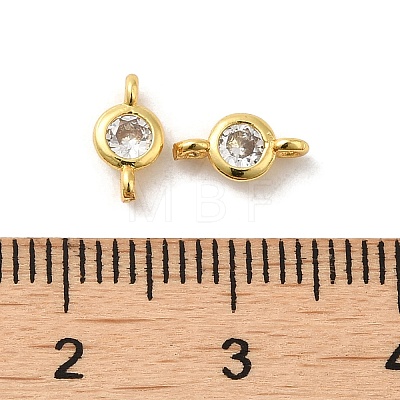 Rack Plating Brass Pave Clear Cubic Zirconia Connector Charms KK-G477-02G-1