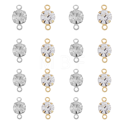 192Pcs 8 Styles Brass Clear Cubic Zirconia Connector Charms RB-FH0001-08-1