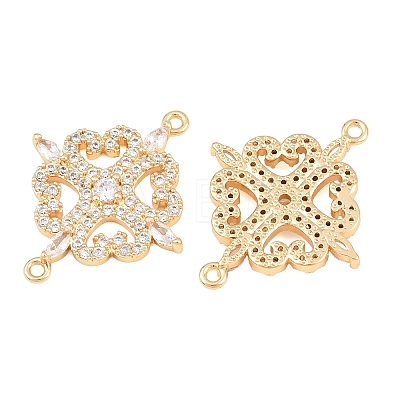 Brass Micro Pave Clear Cubic Zirconia Connector Charms CU-CBA7BFE-03E-G-1