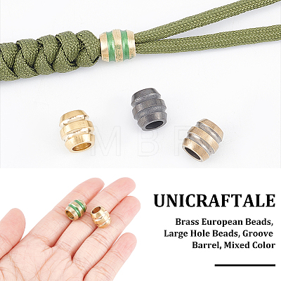 Unicraftale 4Pcs 4 Colors Brass European Beads KK-UN0001-84-1