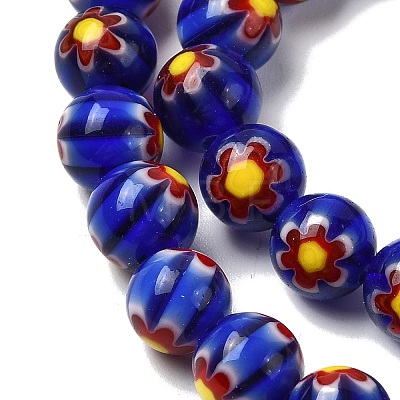 Round Millefiori Glass Beads Strands LK-P002-26-1