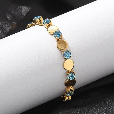 304 Stainless Steel Rhinestone Cup Chain Bracelets for Women BJEW-F488-26D-G-1