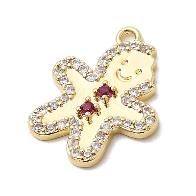 Christmas Brass Micro Pave Cubic Zirconia Pendants KK-L258-04G-D01-1