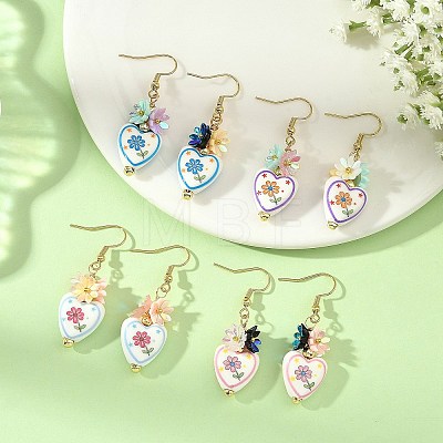 Handmade Porcelain & Resin Dangle Earrings EJEW-JE07490-1