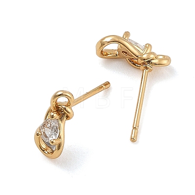 SHEGRACE Teardrop Brass Micro Pave Clear Cubic Zirconia Stud Earrings XGRQ4N543-701G-1
