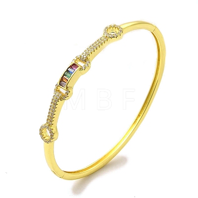 Colorful Cubic Zirconia Rectangle Hinged Bangle BJEW-A136-06G-1