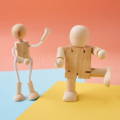 Unfinished Blank Wooden Robot Toys AJEW-TA0001-03-1