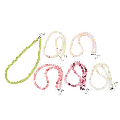 6MM Dyed Natural Green Jade Round Beaded Necklaces GG-CBAA808-04P-B-1