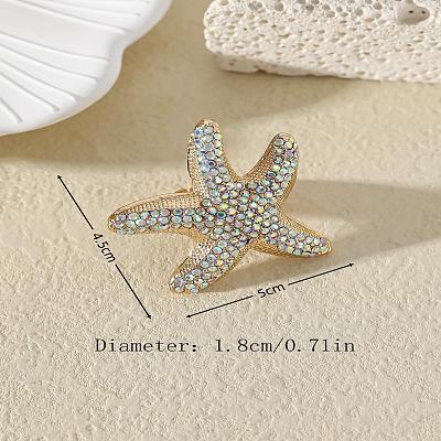 Alloy with Rhinestone Cuff Open Rings for Women JG5822-1-1