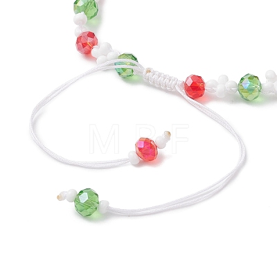 Christmas Handmade Glass Seed & Glass Braided Bead Bracelet BJEW-MZ00249-02-1