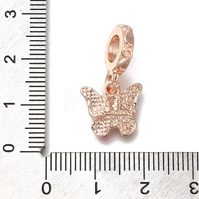 Rack Plating Alloy Rhinestone European Dangle Charms PALLOY-P307-09RG-1