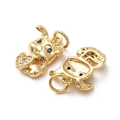 Brass Micro Pave Black Cubic Zirconia Charms CU-H002-06B-G-1