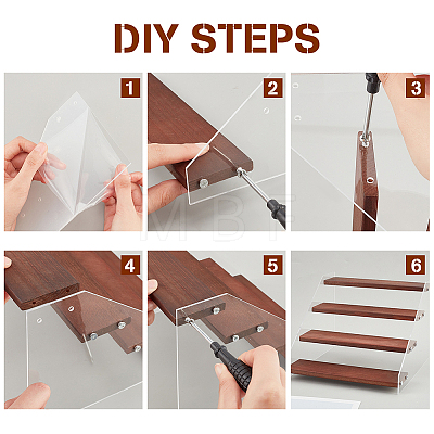 4-Tier Transparent Acrylic Minifigures Display Risers ODIS-WH0002-60-1