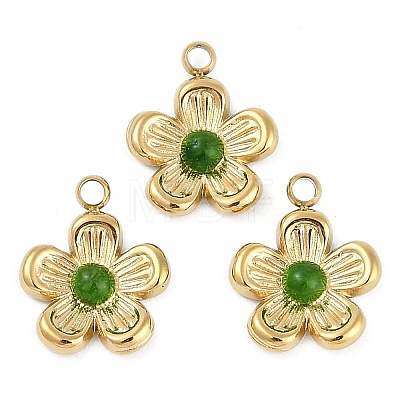 Natural Green Onyx Agate(Dyed & Heated) Flower Charms STAS-I325-143G-02-1