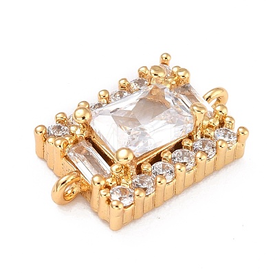 Brass Micro Pave Clear Cubic Zirconia Links Connectors KK-G402-48G-1
