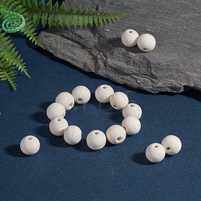 Natural Unfinished Wood Beads WOOD-S651-14mm-LF-1