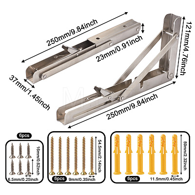 304 Stainless Steel Folding Shelf Brackets SW-TAC0001-12P-1