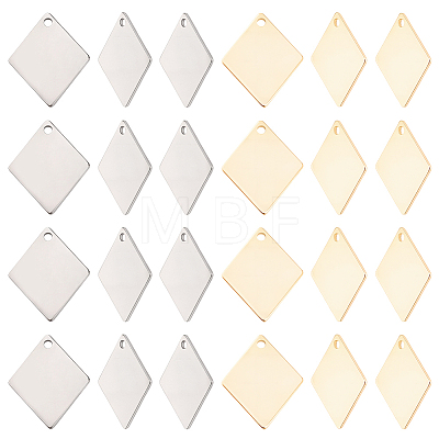 120Pcs 2 Colors 201 Stainless Steel Pendants STAS-BBC0010-53-1