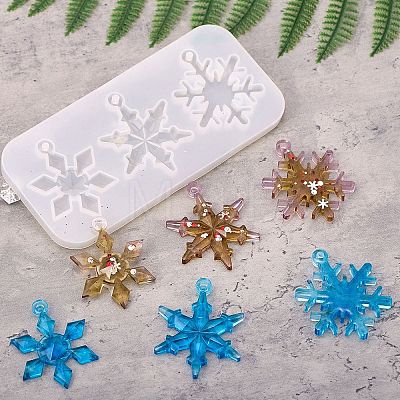 Christmas Theme DIY Snowflake Pendant Silicone Molds DIY-F114-26-1