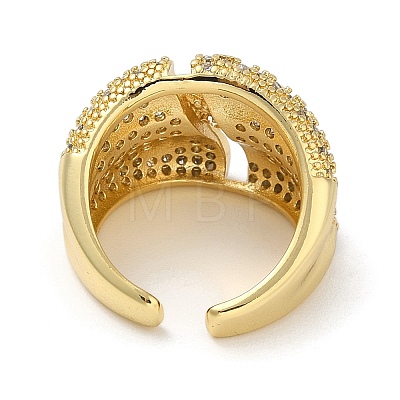 Rack Plating Brass Micro Pave Cubic Zirconia Cuff Finger Rings for Women RJEW-C114-20C-G-1