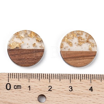 Transparent Resin & Walnut Wood Pendants RESI-S358-02C-B02-1