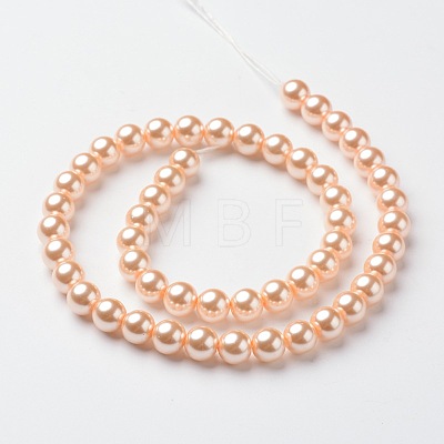 Round Grade A Glass Pearl Beads Strands HY-E001-09-1