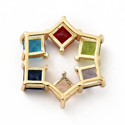 Rack Plating Brass Micro Pave Colorful Cubic Zirconia Slide Charms ZIRC-F129-51G-1
